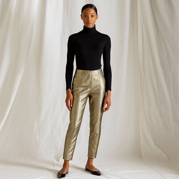 BCBGeneration Faux Leather Metallic Bronze/Gold Ankle Pants – Size XS – NWT - Picture 1 of 5